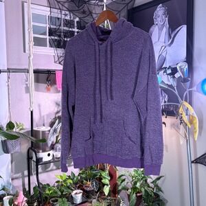 Soft Serve Purple Textured Hoodie Cozy Fleece Lined Pullover Casual Top